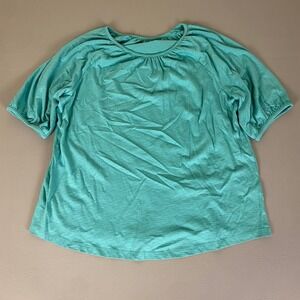 Croft & Barrow Blouse Top Women's XL Aqua Blue‎ Short Sleeve Knit Cotton Blend